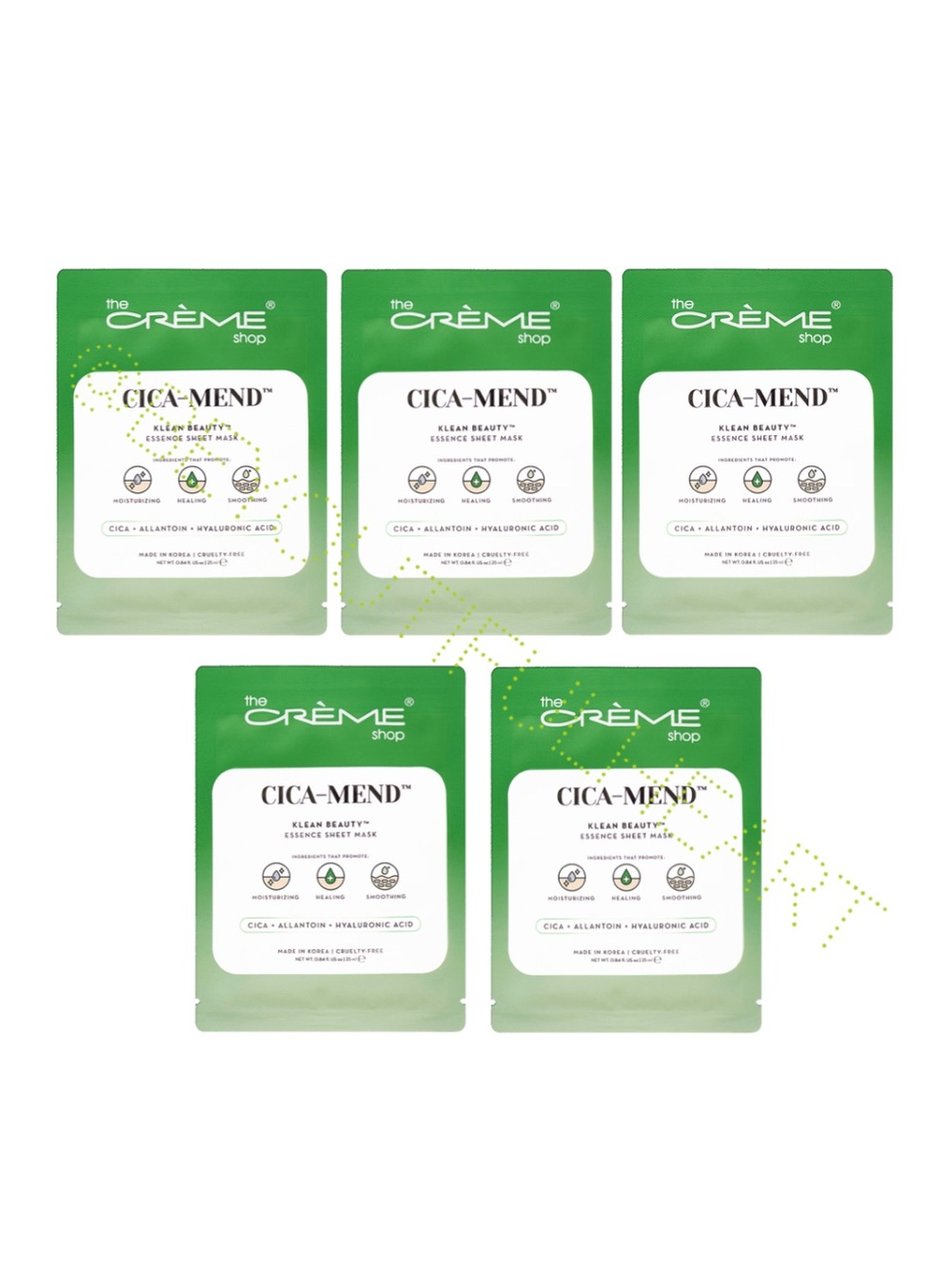 THE CRÈME SHOP Cica-Mend Klean Beauty Essence Sheet Masks 5 Pack Soothes Skin